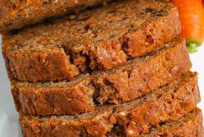 top view of sliced Carrot Bread