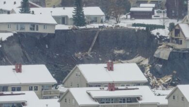 Photo of 11 people missing after landslide strikes southern Norway, leaving large crater