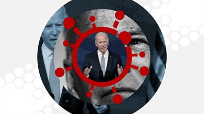Joe Biden and a coronavirus symbol