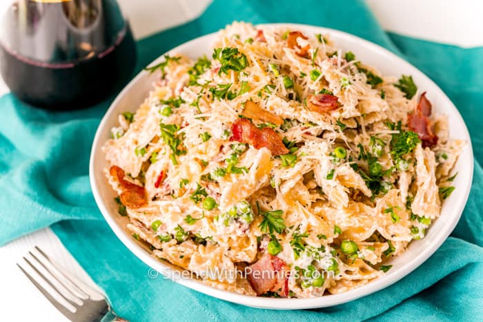 Farfalle with Creamy Bacon Sauce (30 Minute Meal)
