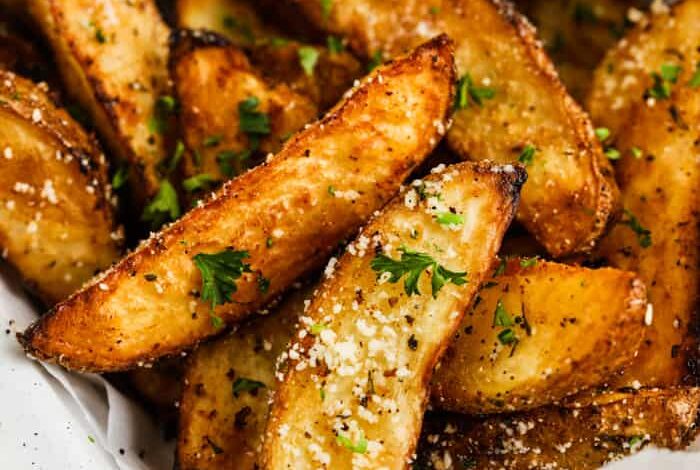plated Air Fryer Potato Wedges