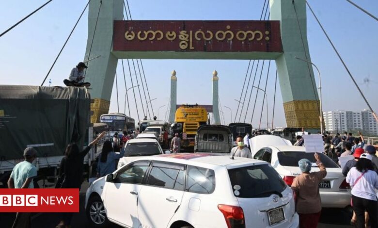 Myanmar coup: Mass protests defy military and gridlock Yangon
