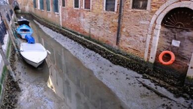 Photo of Venice: Low tides leave canals dry