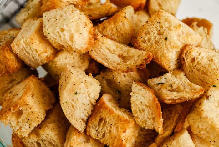 Air Fryer Croutons in a bowl