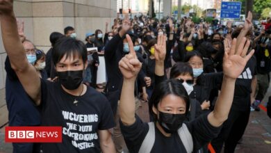 Photo of Hong Kong protesters gather as 47 dissidents appear in court