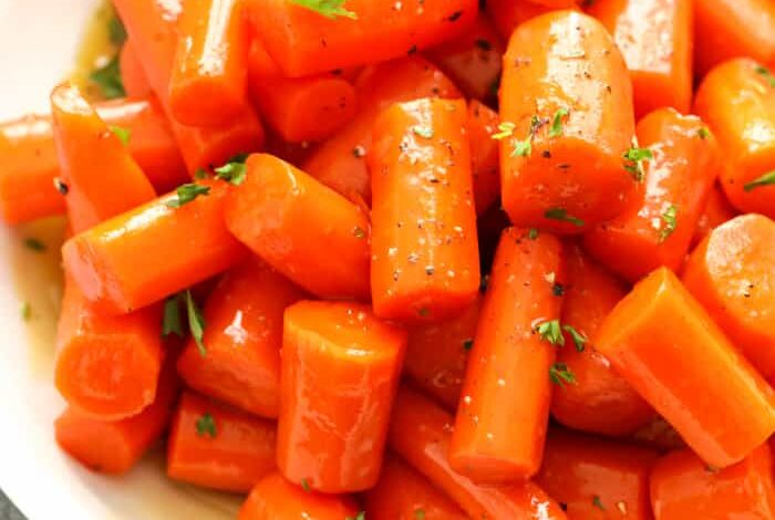 Glazed carrots in a bowl