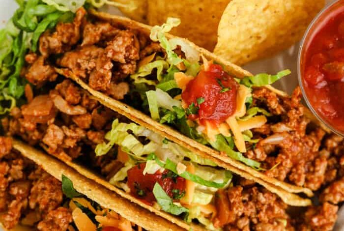 top view of plated Easy Turkey Tacos