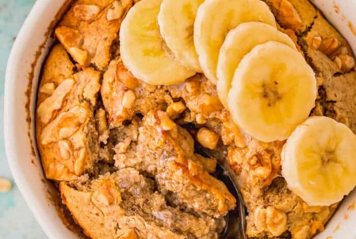 Banana Bread Baked Oats - Spend With Pennies