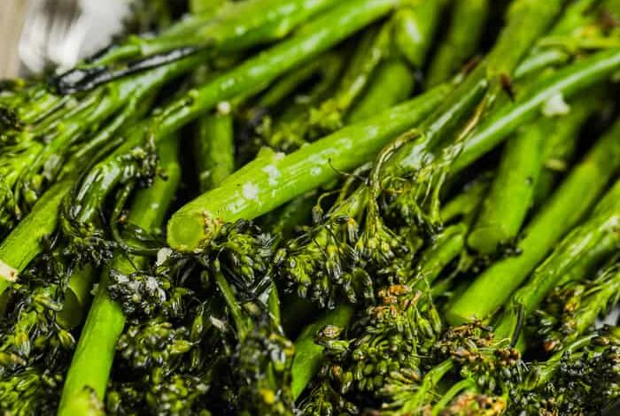 roasted broccolini on a plate