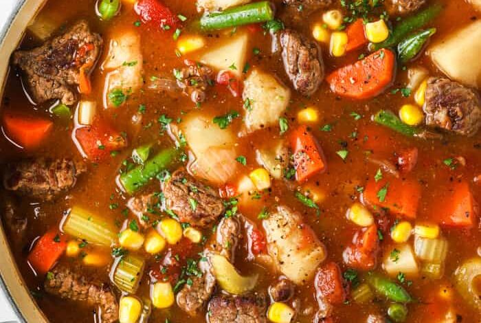 Vegetable Beef Soup (Loaded with Fresh Veggies!)