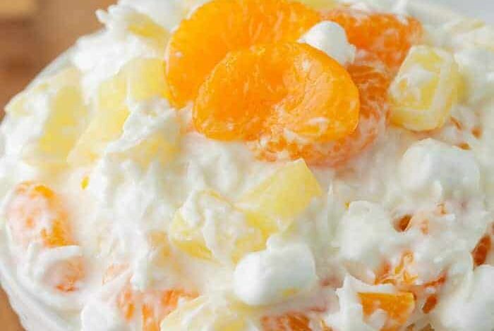 ambrosia salad with orange slices