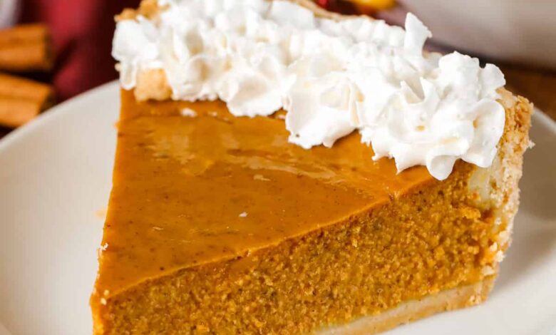 pumpkin pie on a plate