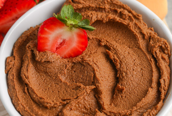 Chocolate Hummus with cookies and strawberries