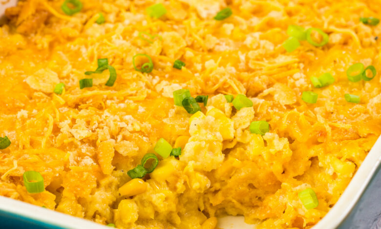 baked scalloped corn with parsley