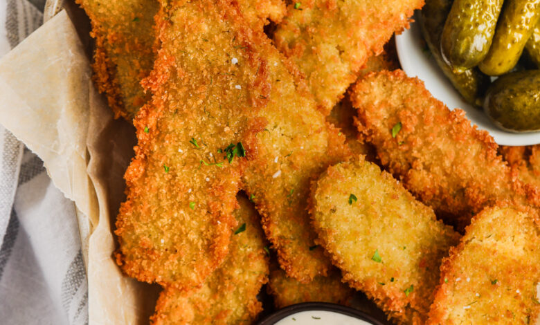 plated Crispy Fried Dill Pickles