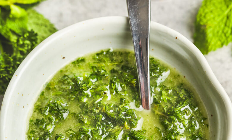 a bowl of Fresh Mint Sauce