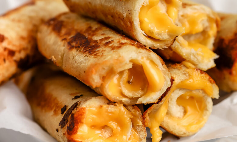close up of cooked Grilled Cheese Roll Ups