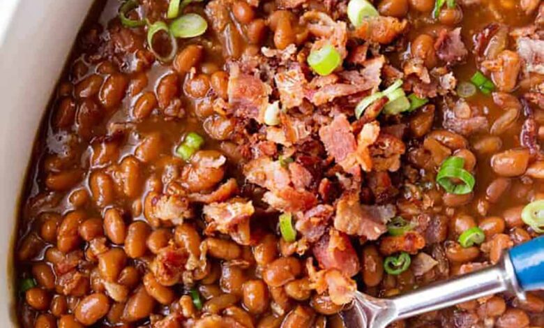 The Best Baked Beans in a casserole dish