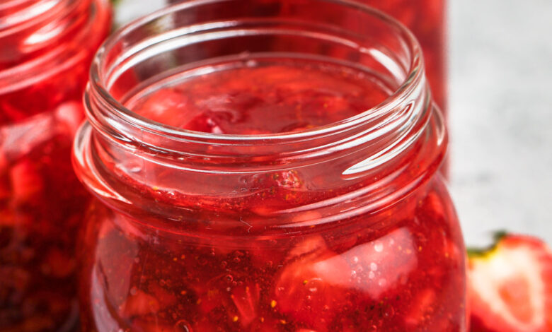 jars of Strawberry Freezer Jam