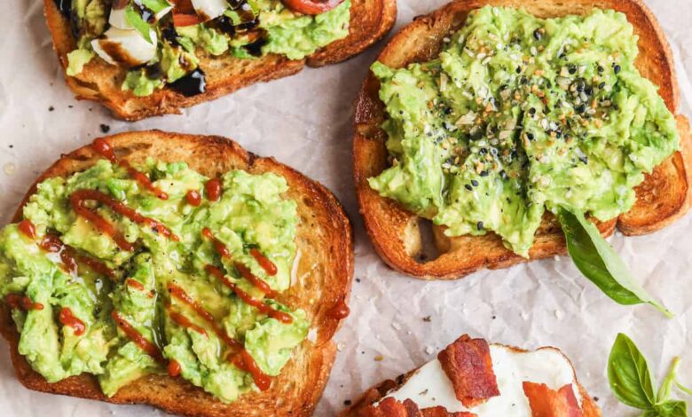 Avocado Toast with different types of toppings on each one