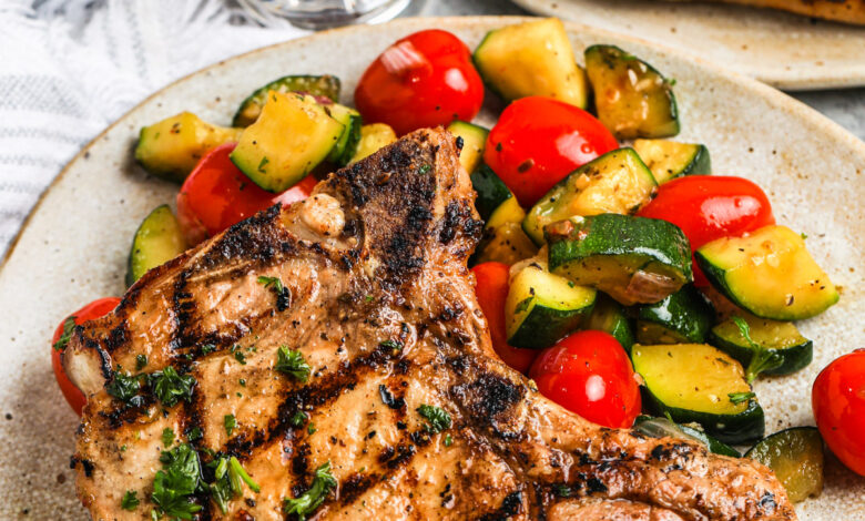 plated Grilled Pork Chops