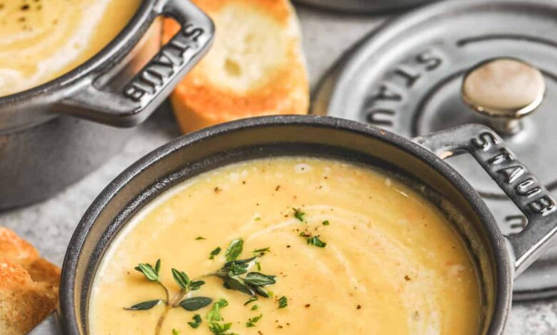 close up of plated Acorn Squash Soup