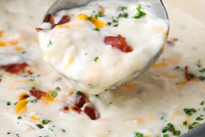 Ladle full of Creamy Potato Soup