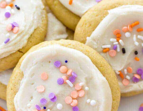 plated Frosted Pumpkin Cookies