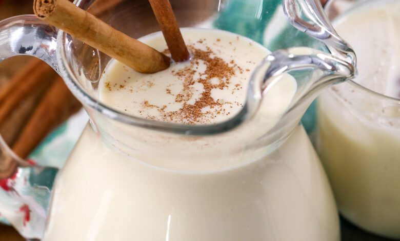 jug of Homemade Eggnog Recipe