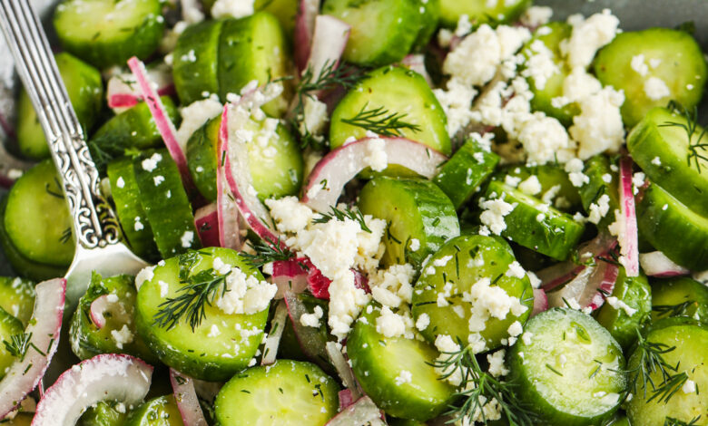 close up of Cucumber Feta Salad