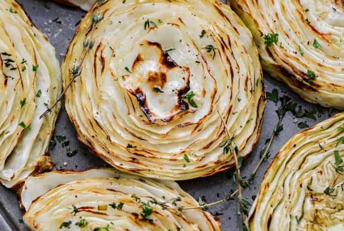 Roasted Cabbage Steaks ready to serve
