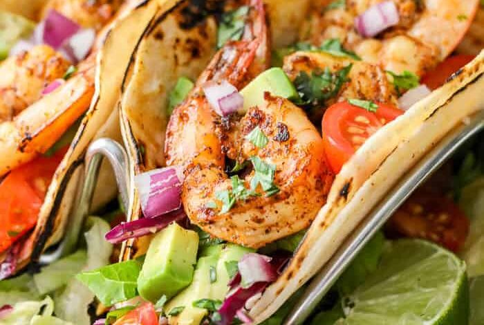 Shrimp Tacos with lime