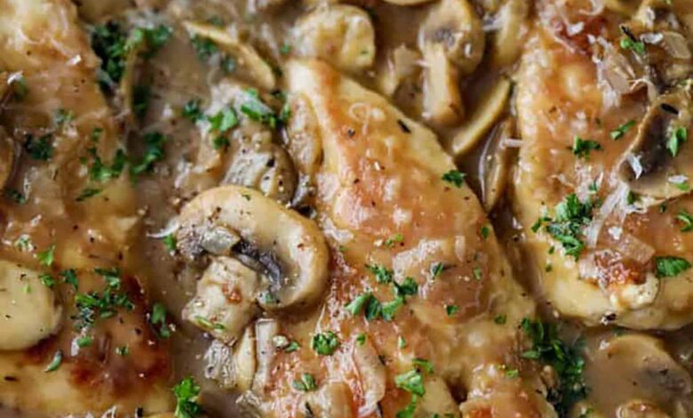 Easy Chicken Marsala Recipe cooking in the pot