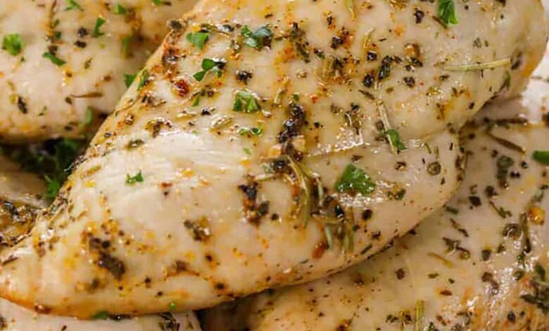 close up of Oven Baked Chicken Breasts