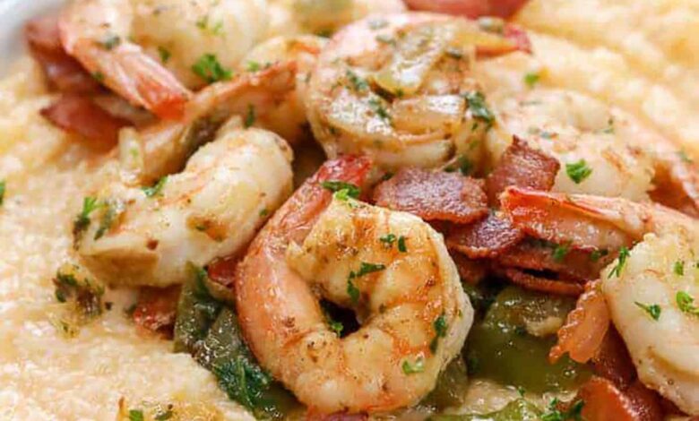 plated Shrimp and Grits