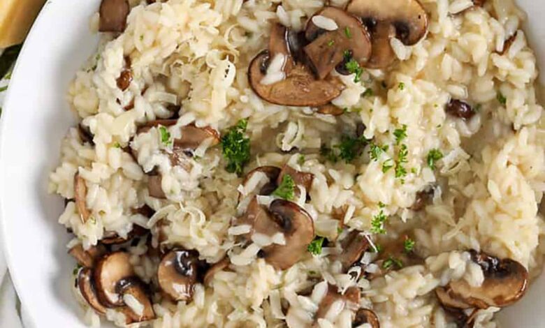 Creamy Mushroom Risotto in a bowl