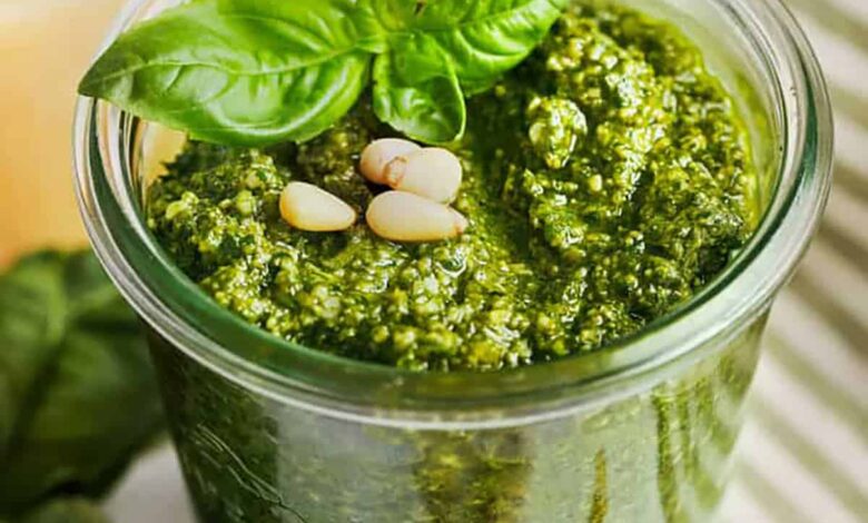 Easy Homemade Basil Pesto in a jar