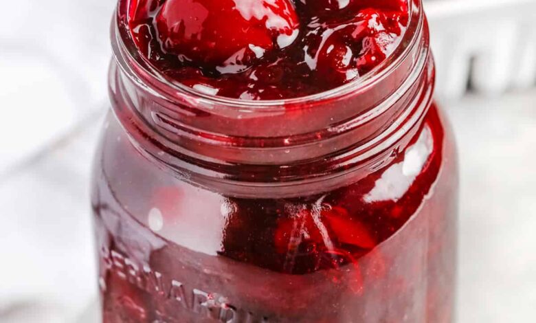 jar of Homemade Cherry Pie Filling