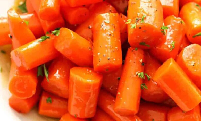close up of Buttery Glazed Carrots