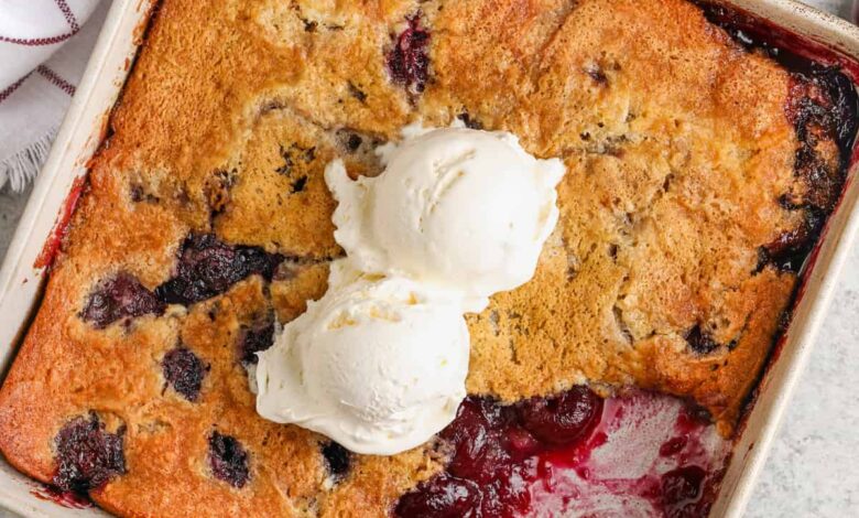 Cherry Cobbler with ice cream