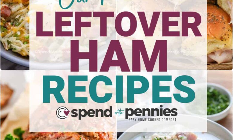 Collage of leftover ham recipes