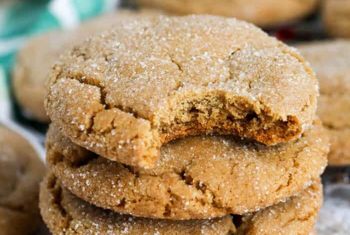 Stack of Ginger Snaps with one that has a bite taken out