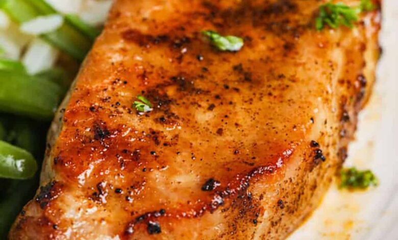 close up ofAir Fryer Pork Chops