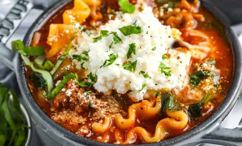 Lasagna Soup in bowls