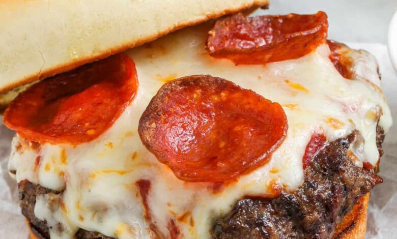 close up of Pizza Burger