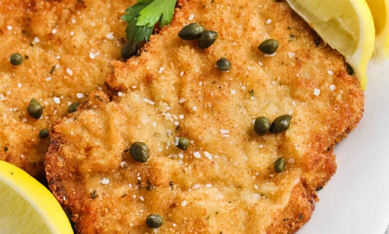 close up of Schnitzel on a plate