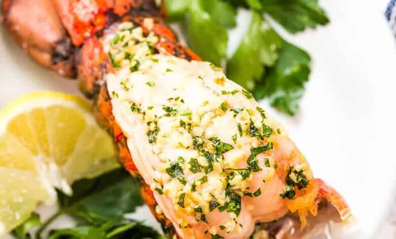 Broiled Lobster Tail on a plate