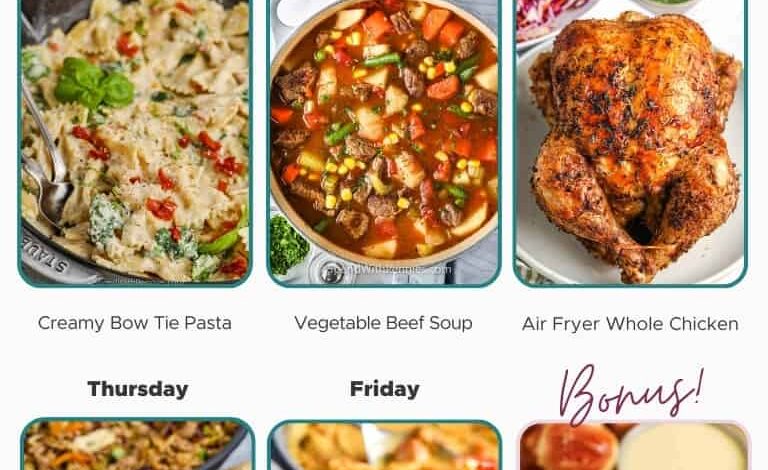 Overview of week of February 26 meal plan