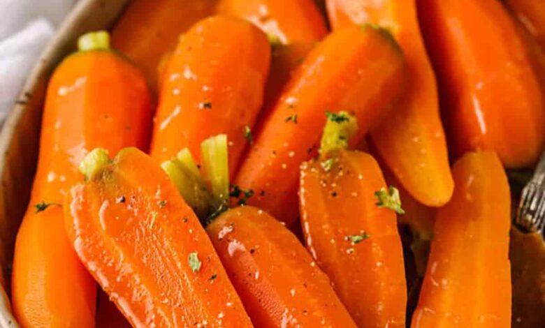 plated and seasoned Steamed Carrots